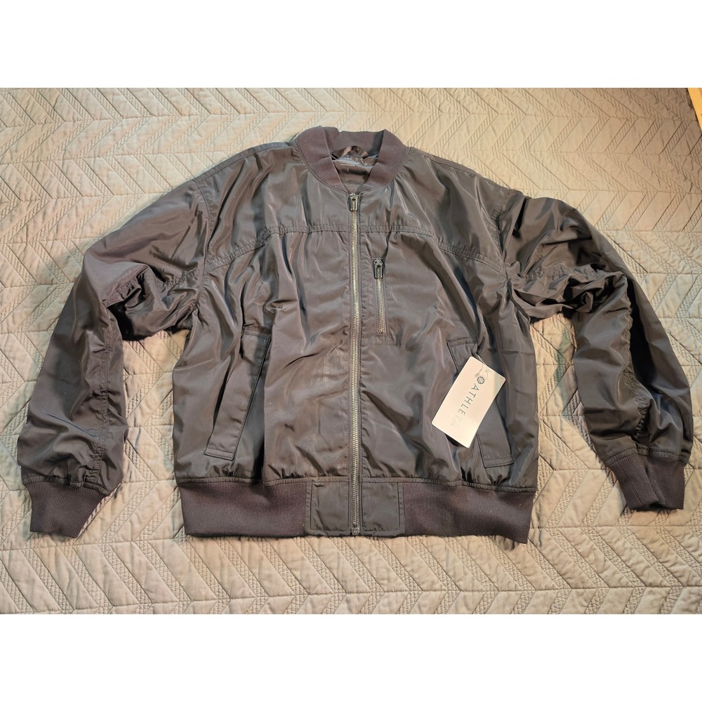 Athleta Citybound Bomber Jacket Womens Small Black Full Zip Water Repellent NWT